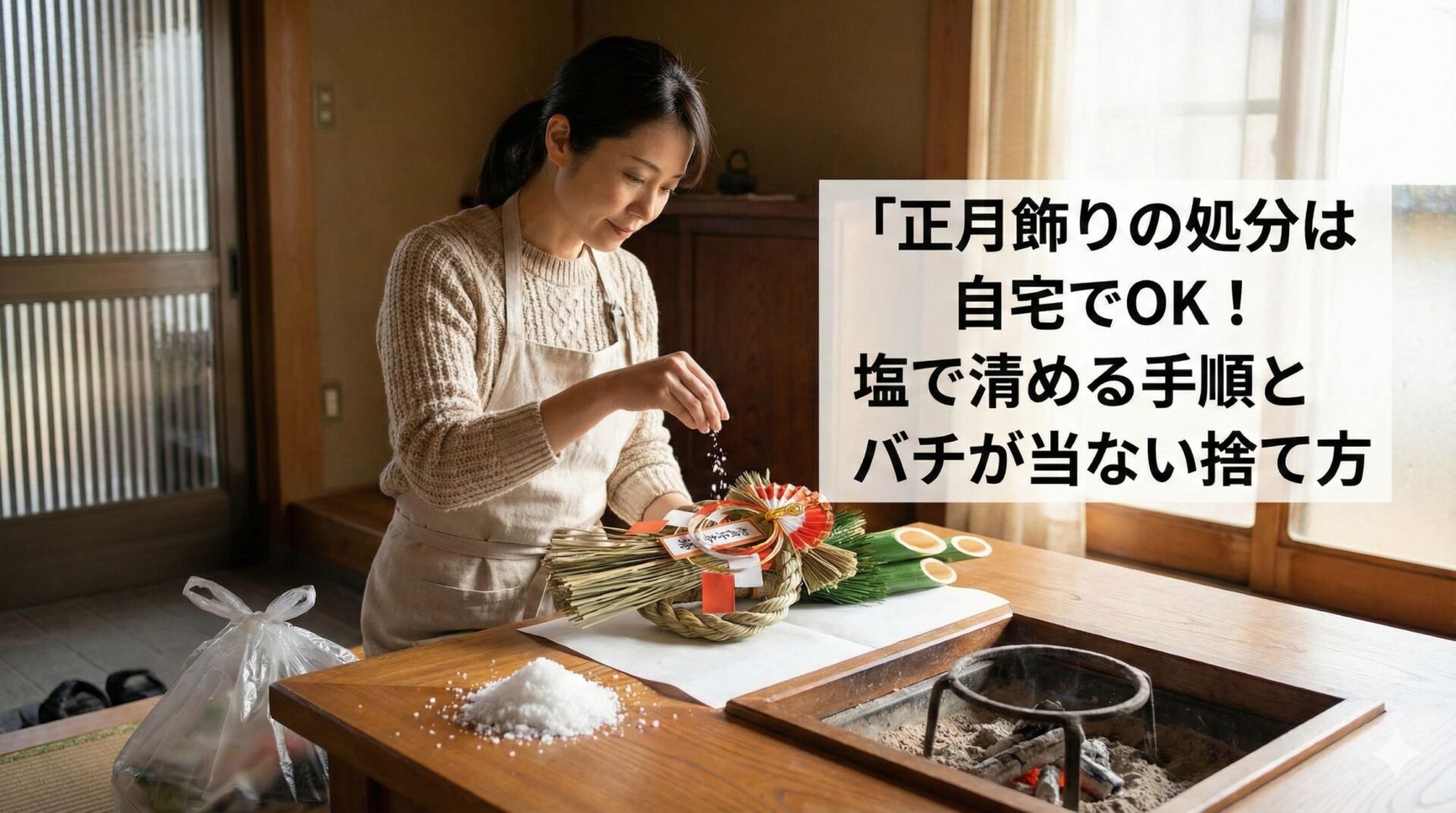 正月飾りの処分は自宅でOK！塩で清める手順とバチが当たらない捨て方