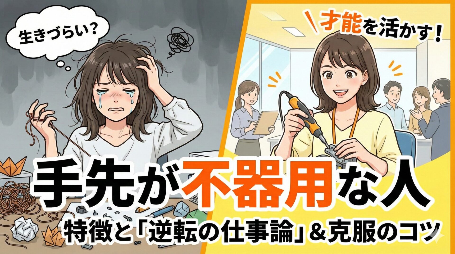 手先が不器用な人は生きづらい?その特徴と才能を活かす「逆転の仕事論」と克服のコツ