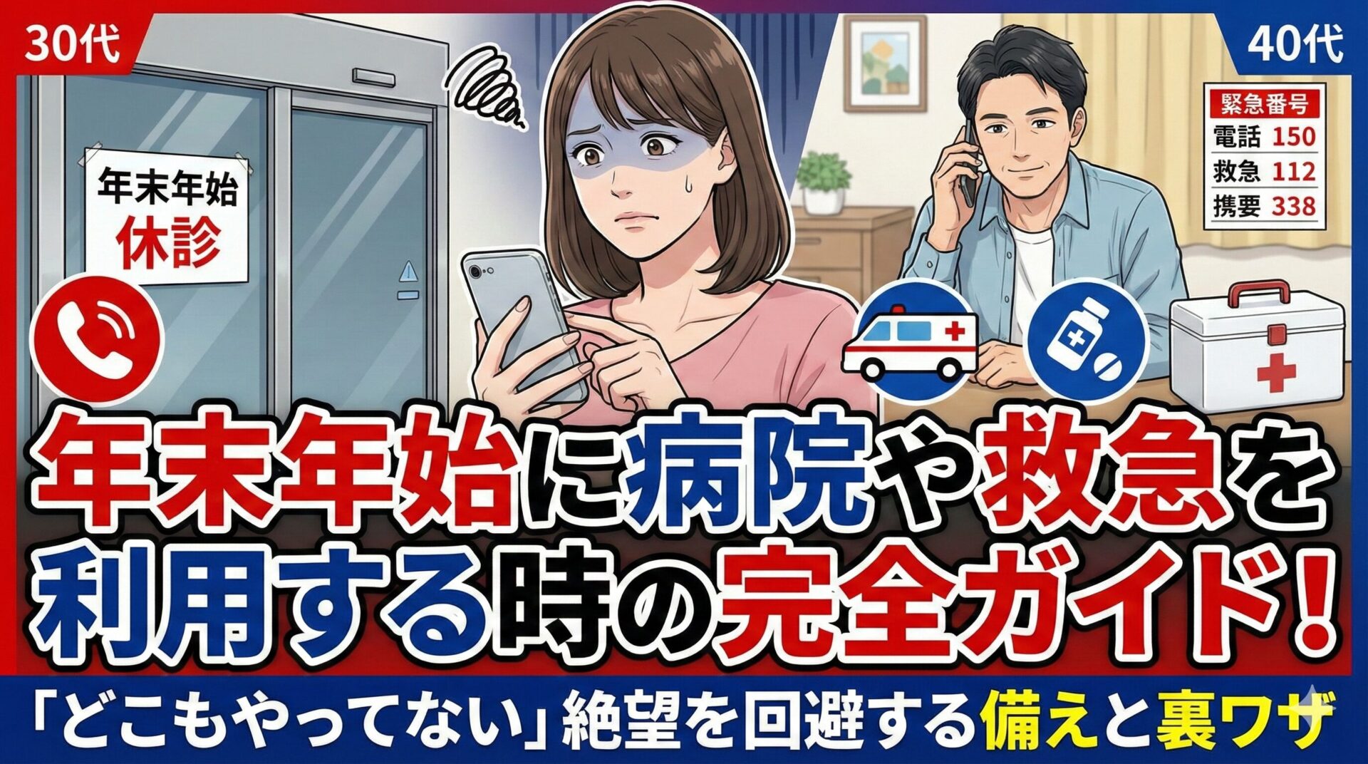 年末年始に病院や救急を利用する時の完全ガイド!「どこもやってない」絶望を回避する備えと裏ワザ