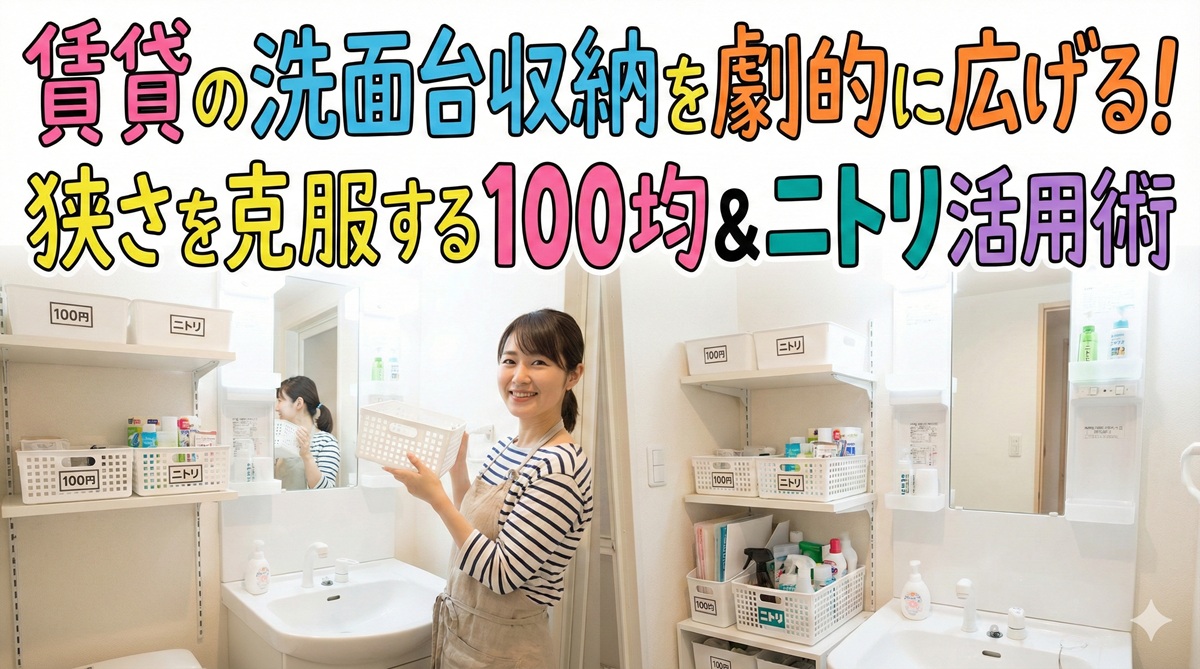 賃貸の洗面台収納を劇的に広げる！狭さを克服する100均＆ニトリ活用術