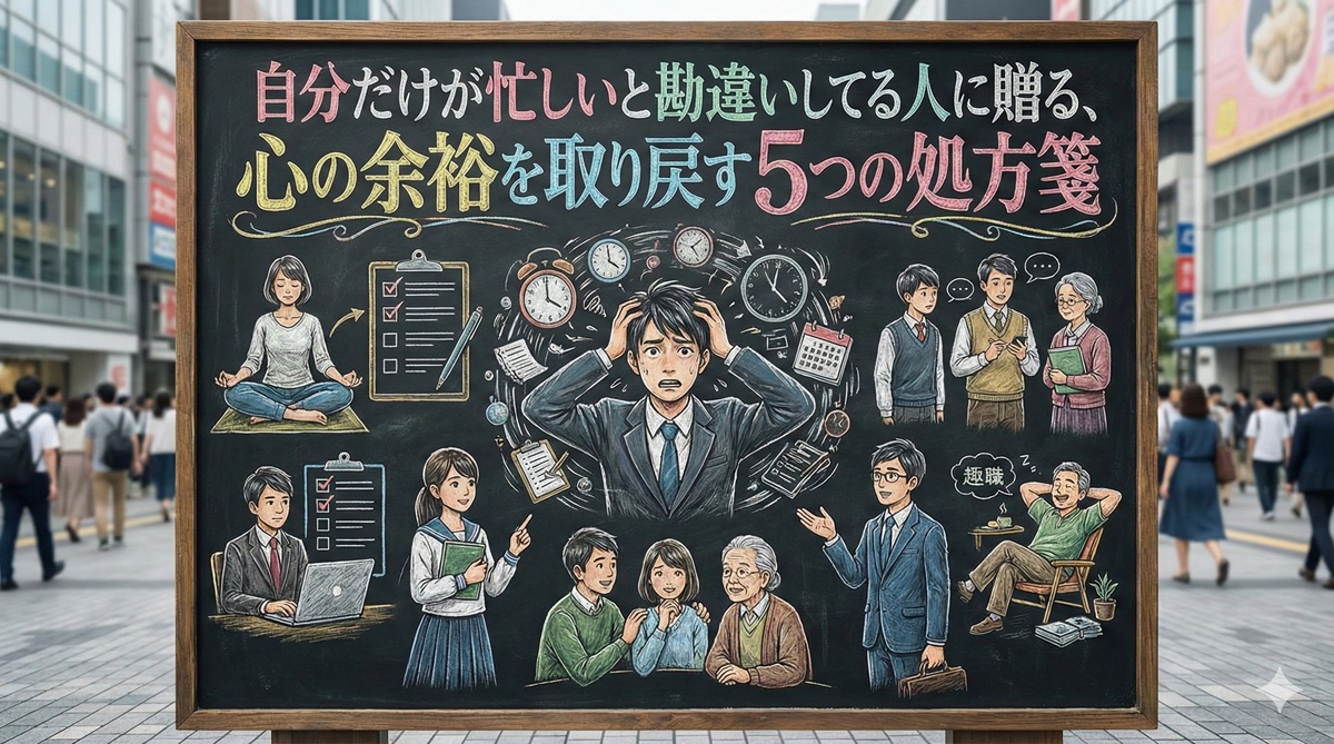 自分だけが忙しいと勘違いしてる人に贈る、心の余裕を取り戻す5つの処方箋