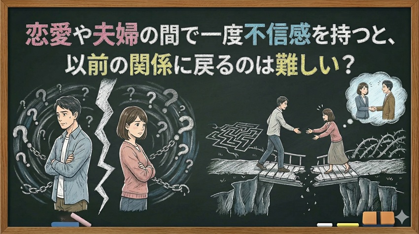 恋愛や夫婦の間で一度不信感を持つと、以前の関係に戻るのは難しい？