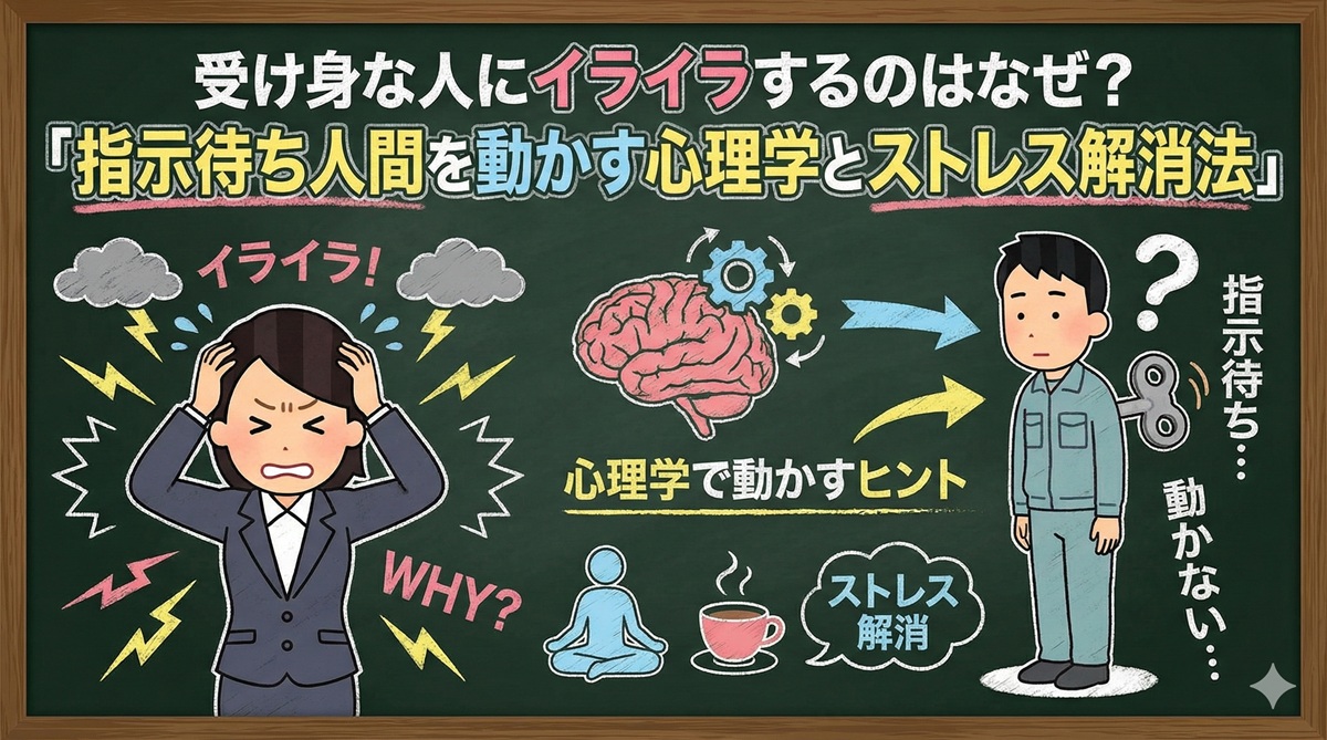 受け身な人にイライラするのはなぜ？指示待ち人間を動かす心理学とストレス解消法