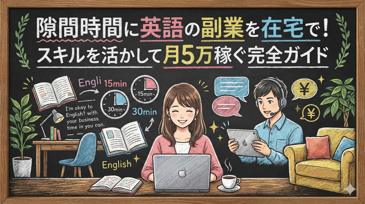 隙間時間に英語の副業を在宅で！スキルを活かして月5万稼ぐ完全ガイド