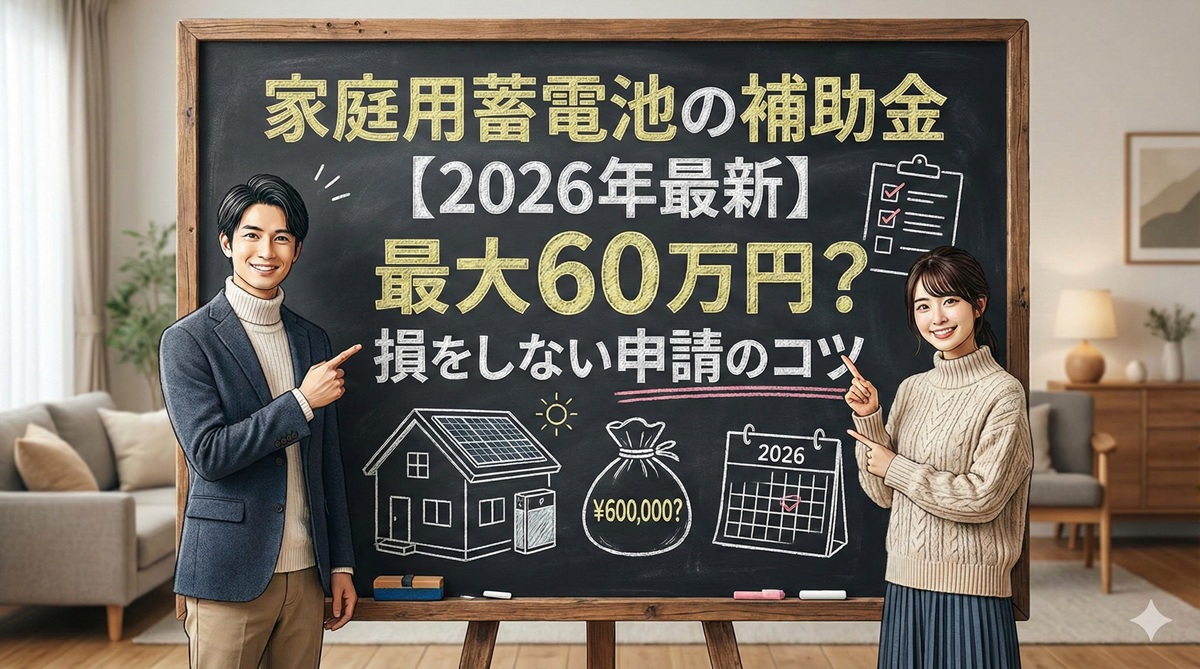 家庭用蓄電池の補助金【2026年最新】最大60万円?損をしない申請のコツ