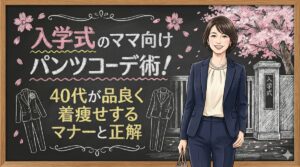 入学式のママ向けパンツコーデ術！40代が品良く着痩せするマナーと正解