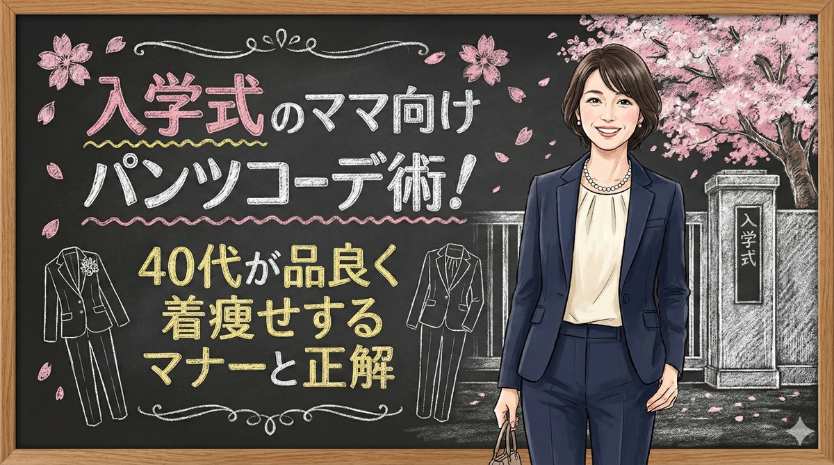 入学式のママ向けパンツコーデ術！40代が品良く着痩せするマナーと正解