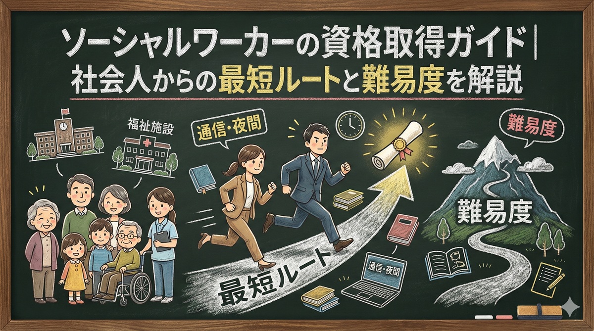 ソーシャルワーカーの資格取得ガイド|社会人からの最短ルートと難易度を解説