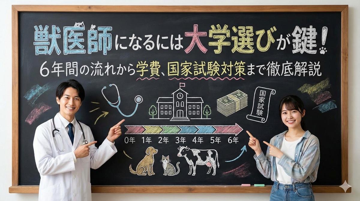 獣医師になるには大学選びが鍵!6年間の流れから学費、国家試験対策まで徹底解説