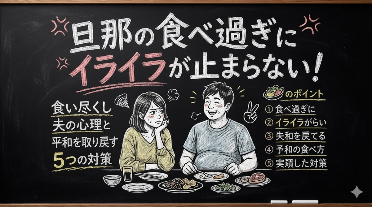 旦那の食べ過ぎにイライラが止まらない!食い尽くし夫の心理と平和を取り戻す5つの対策