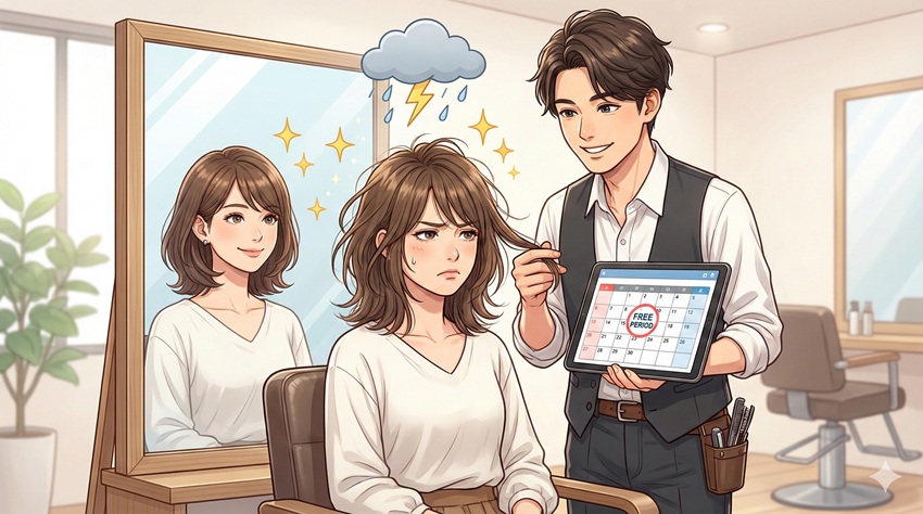 髪型が気に入らないイライラをお直しで解消するコツこの章のポイント無料期間内に髪型が気に入らないイライラをリセットする