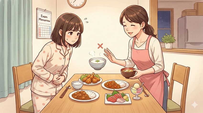 腹痛を徹底回避！受験前日の食事で注意すべきポイント