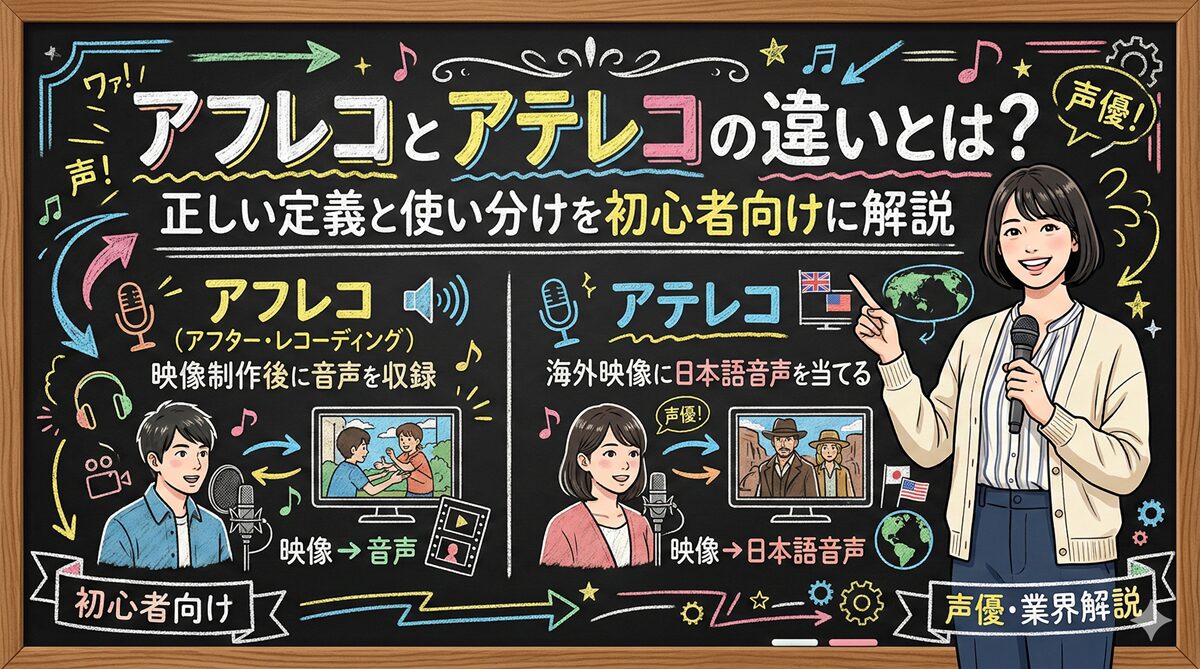 アフレコとアテレコの違いとは?正しい定義と使い分けを初心者向けに解説