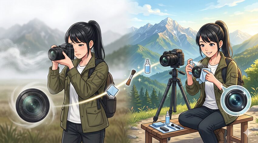 写真の白いモヤを防いで綺麗に撮影するコツこの章のポイント撮影前のレンズクリーニングを習慣化する